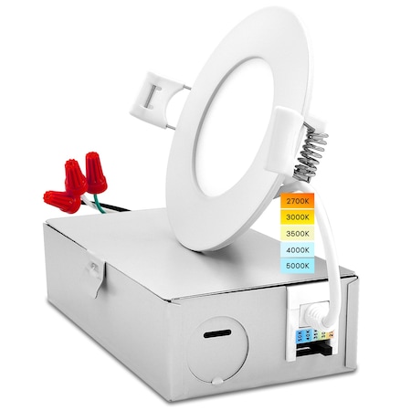 Luxrite 3 Inch Ultra Thin LED Recessed Downlight 5 CCT Selectable 2700K-5000K 8W 540LM Dimmable LR23751-1PK